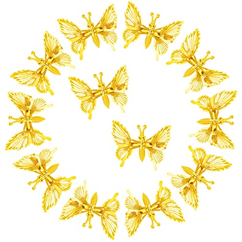 12 Db Fém Lepke Haj Klipek Fémből készült Üreges Pillangó hajcsatot Aranyos Pillangó Mozog Haj Klipek 3D Pillangó Haj Bilincsek,