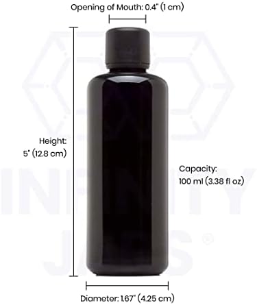 Infinity Üvegek 100 ml (3.38 fl oz) Fekete Ultraibolya Üveg Könnyű Pour szárnyascsavar, felülnézet Üveg