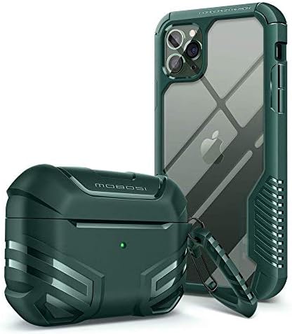 MOBOSI Vanguard Páncél mobiltelefon Tartozék Csomag - AirPods Pro Case & iPhone 11 Pro Max-Ügyben (Éjfél Zöld)