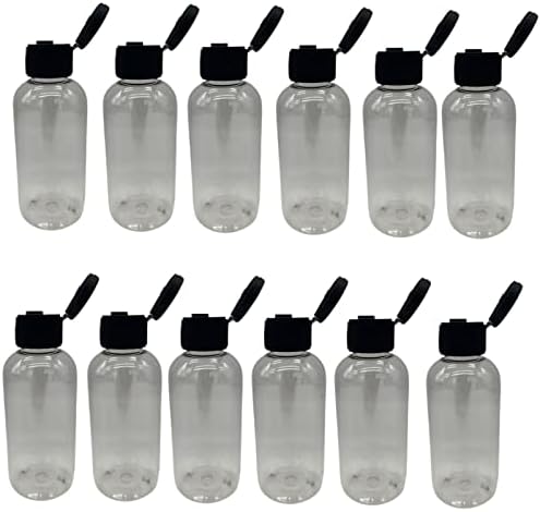 4 oz Tiszta Boston Műanyag Palackok -12 Pack Üres Üveget Újratölthető - BPA Mentes - illóolaj - Aromaterápia | Fekete Flip Top