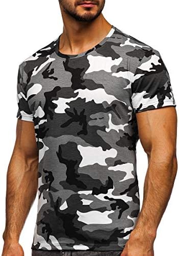 Férfi Terepszínű Rövid Ujjú Sportos Ing, Póló Fitness Katonai Sleeve Vintage Camo Pólók