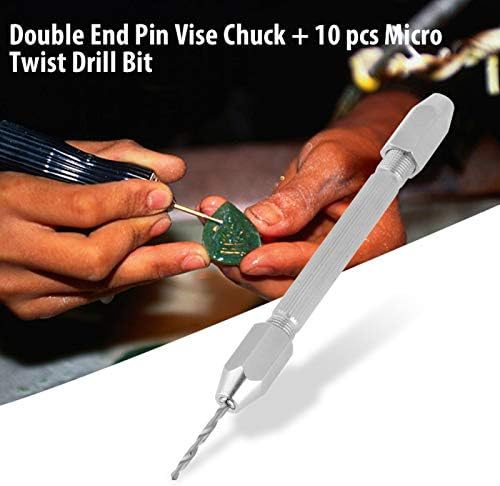 Dupla Végén Pin Satu Chuck + 10 db Mikro Twist Fúró Bit Készlet, által Feldolgozott Galvanizáló az Ékszer órajavítás Eszköz
