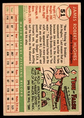 1955 Topps Baseball 51 Jim Hughes Brooklyn Dodgers Kiváló