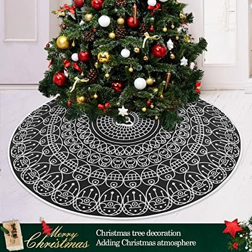 Oarencol Bohém Mandala Virág karácsonyfa Szoknya 36 hüvelyk Bohém Etnikai Fekete Fehér Karácsony karácsonyi Parti Fa Mat Dekoráció