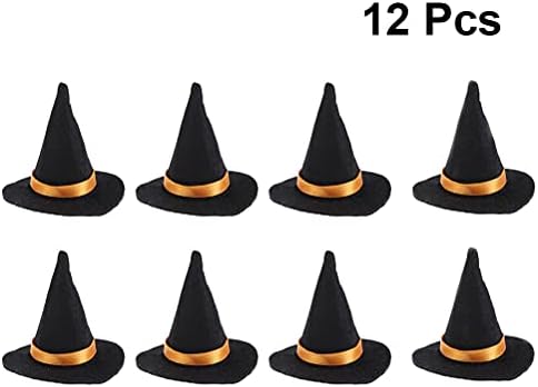 ABOOFAN 12db Mini Fekete Boszorkány Kalap, Kézzel készített Éreztem, hogy a Bor Kupak Fedezze Dekoráció Halloween DIY Haj Tartozékok Kézműves