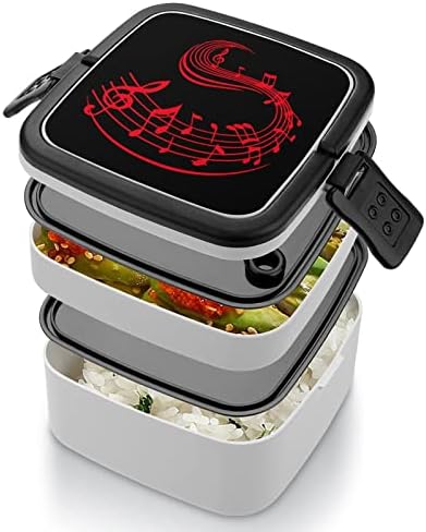 Zenei Jegyzetek Dupla Réteg Bento Box Ebédet Étkezés Tartály Dolgozik Az Irodájában Piknik