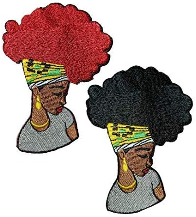 Afro Lány Javítás Hímzett Vas-On Applied Hátizsákok Farmer Kabát póló Ruházat (Színes)