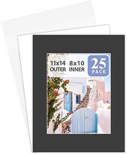 A Golden State Art, Sav Ingyenes Csomag 25 11x14 Fekete Kép Szőnyeg Mattes Fehér Core Ferde Vágás 8x10 Fotó + Hordozó + Táskák