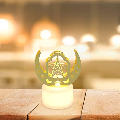 BESTOYARD Hold Dekoráció Ünnepi Hold Alakú LED Lámpa: Ramadan Mubarak Moon Star Castle Design Vas Fény Muszlim Eid Parti Dekoráció