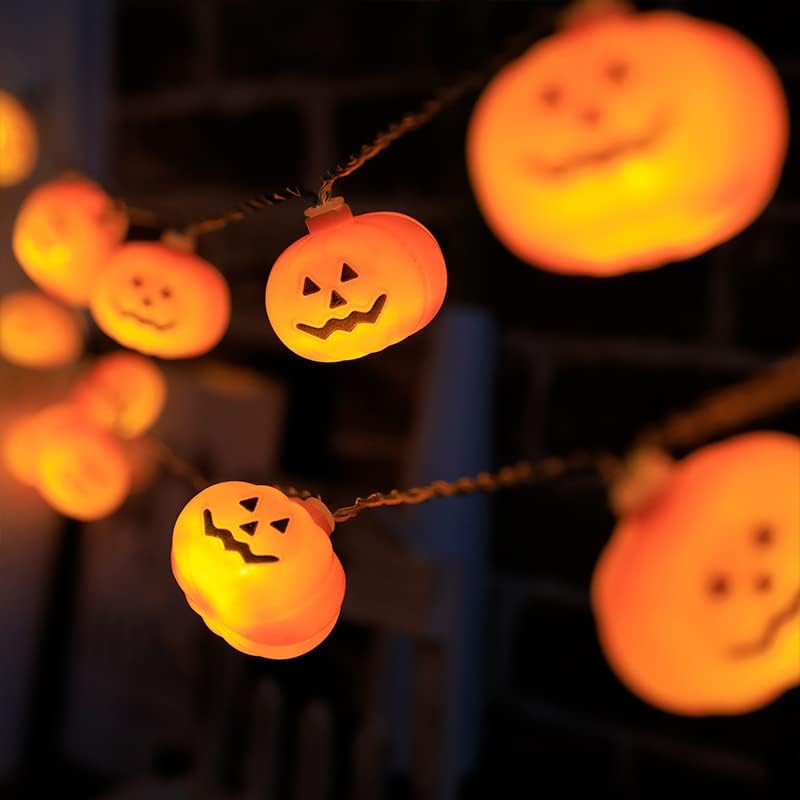 A sütőtök a Halloween Lámpák,LED 8 Módok Flashing20 LED 10.5 ft 3D Aranyos töklámpás elemes Lámpák, 2 Módok Folyamatos/Villogó Fények