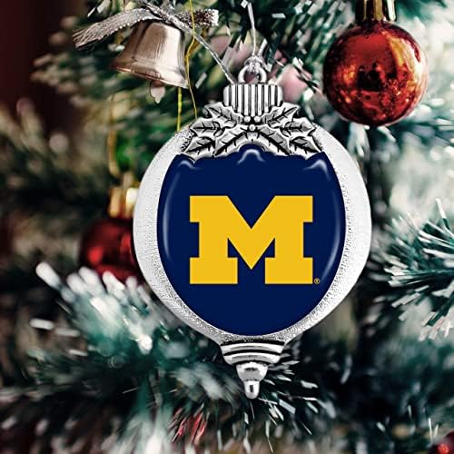 A Michigan Wolverines Izzó Csapat Logó Ezüst Fém Karácsonyi Dísz, Ajándék Fa Dekoráció