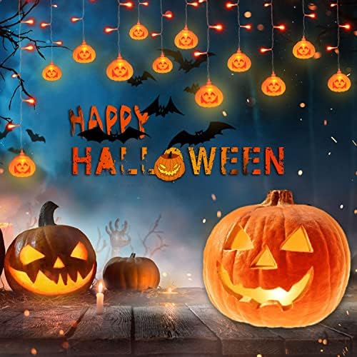 (Új) Halloween Tök Fények, töklámpás, LED Tök String Lámpák 8 Módok Halloween Beltéri Kültéri Dekoráció, Halloweeni Dísze, Kivilágított Ünnepi