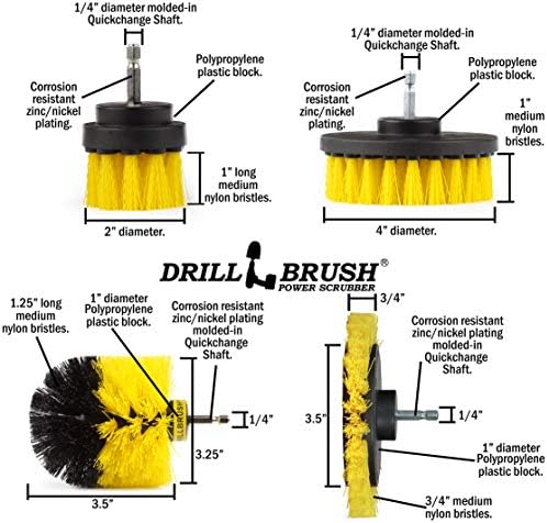 Drillbrush Sárga - Zuhany Tisztítás Forgó Fúró Ecset Készlet - Teljesítmény Fogat Mosó Fürdőszoba - Habarcs Tisztító Gyakorlat