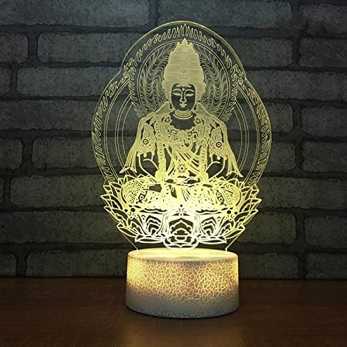 Indiai Buddha Akril 3d Éjjeli Lámpa Hálószoba Éjjeli Független Táblázat