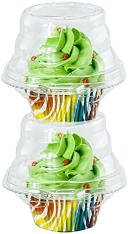 Katgely Egyéni Cupcake Tartály (Csomag 100) - Egységes Területi Cupcake Fuvarozó Jogosult Box - Rakható - Mély Búra - Átlátszó Műanyag