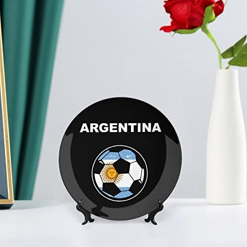Argentínában a Foci Foci Vicces porcelán Díszítő Tányér Kerek Kerámia lapok Kézműves Display Állvány Home Office Fali Dekoráció