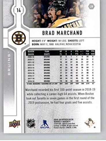 2019-20 Felső Szint Sorozat 1 Jégkorong 14-Brad Marchand Bruins