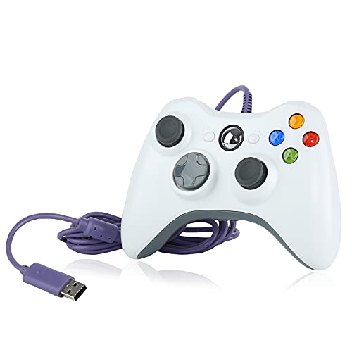 Gurksky Vezetékes Kontroller Kompatibilis a Microsoft Xbox 360 & Vékony, PC, Windows 10/8/7, a Korszerűsített Joystick, Dupla Sokk (Fehér)