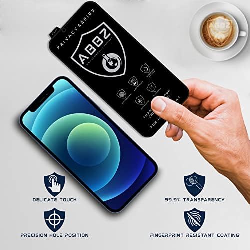 ABBZ - [Adatvédelmi Sorozat iPhone 14 Plus/13 Pro Max [6.7] Edzett Üveg kijelző Védő fólia 9H Keménység (Anti-Összetörik, Teljes Öntapadó, Vízálló,