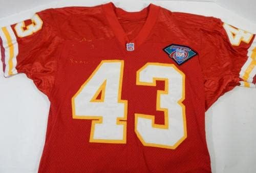 1994-ben a Kansas City Chiefs Wright-Fair 43 Játék Kiadott Piros Mez 35 Év 75 P 2 - Aláíratlan NFL Játék Használt Mezek