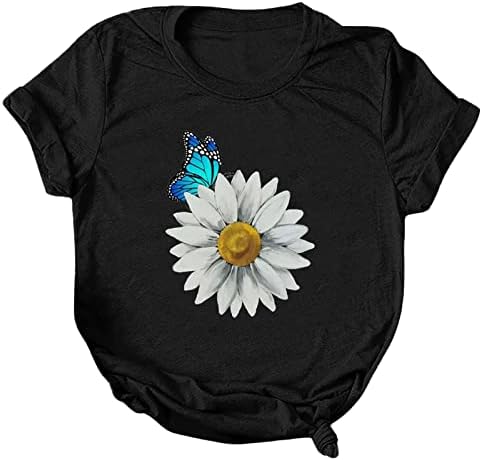 Tshirts Női Plus Size, Százszorszép Virág Grafikus Póló Inspiráló Póló Aranyos Alkalmi, Rövid Ujjú Felsők