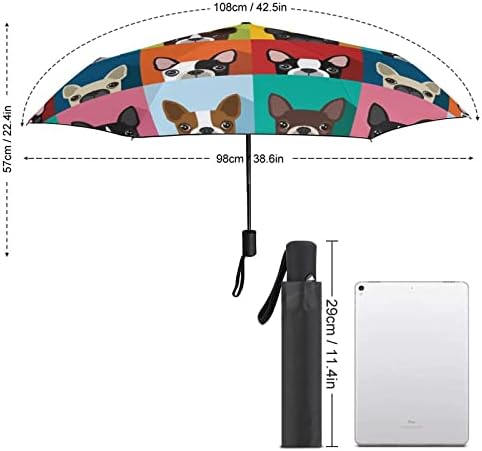 Boston Terrier Minta 3 Redők Auto Nyitva Közel Anti-UV Esernyő Utazási Esernyő Hordozható Nyári Esernyő