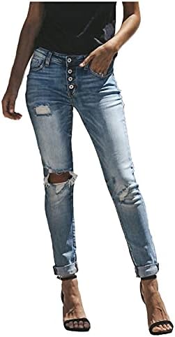LARIAU Széles Láb Jeans Női Magas Derék Zsebében Vékony Slim Fit Szakaszon Gombot Capri Vékony Farmer Nadrág Nadrág