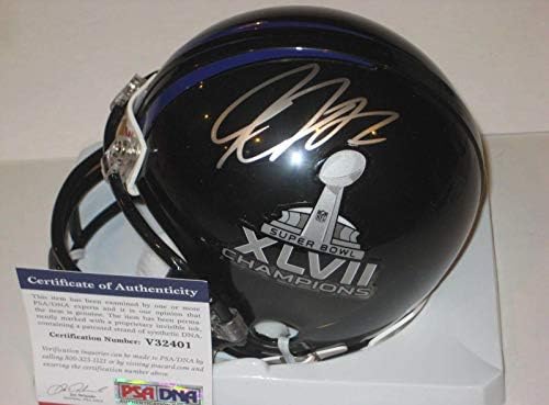 JACOBY JONES (Baltimore Ravens) Aláírt Super Bowl XLVII mini sisak w/PSA COA - Dedikált NFL Mini Sisak