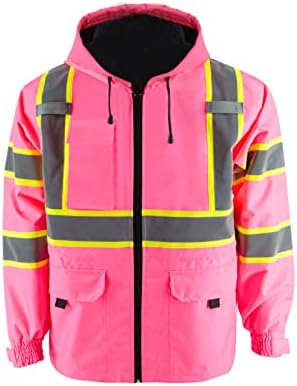 SMASYS Hi-Viz Vastag Szélálló Esőkabát Pink Blézer Biztonsági & Védő Láthatósági Kabát Polár Bélés, Építési Meleg munkaruha, a