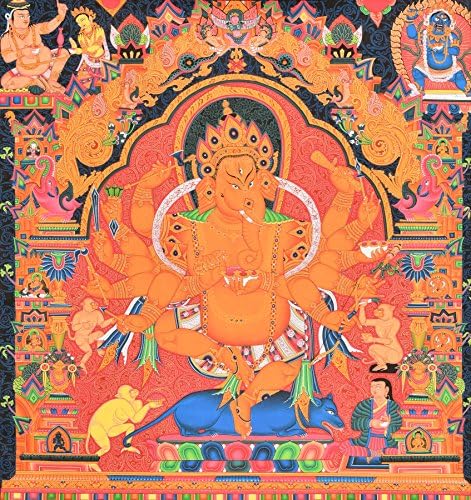 Newari Tánc Ganesha - Nagy Méret - Tibeti Thangka Festmény