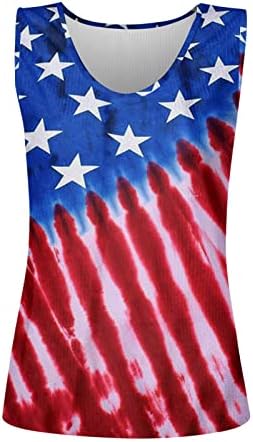 Július 4-Ing Tartály Tetejét a Nők USA Zászló Nyári Alkalmi Ujjatlan Póló Hazafias Csillagok, Csík Fut csőfelső
