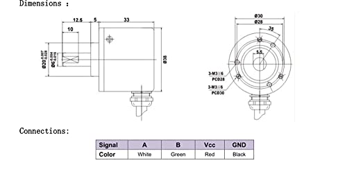 Elemi Rotary Encoder 100 PPR A B 90° - Os Fázisban 5V-Feszültség Kimeneti 6mm Szilárd Tengely