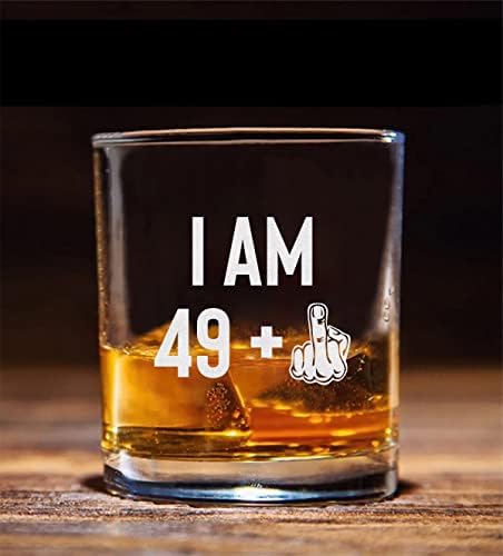 QPTADesignGift Vagyok, 49 + Középső Ujj Whiskys Üveg Whiskey Maratott Üveg - 50 Születésnap - Vicces Szülinapi Fordult 50