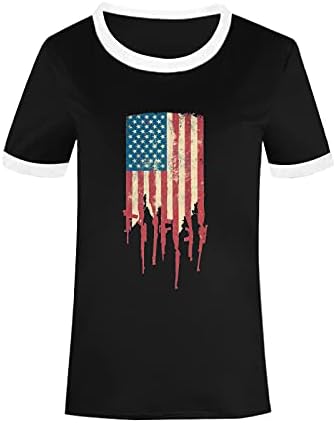 Amerikai Zászló Szív Felső Női július 4-én Hazafias Ing Divatos Laza Fit Tunika Póló Grafikus AMERIKAI Függetlenség Napja Blúz