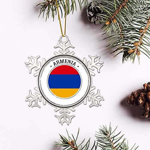 Fém Hópehely Lógó Dísz Örményország Zászló Karácsonyi Díszek Nemzetközi Ünnep, 3.2 Inch, Arany Húr Klasszikus Jubileumi Dísz Díszítésére Karácsonyi