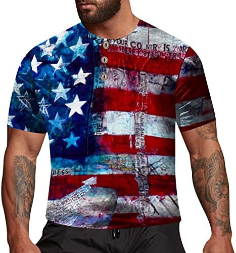 MIASHUI póló Férfi Nagy, Magas Férfi Amerikai Zászló Hazafias Rövid Ujjú Függetlenség Napja Póló T-shirt