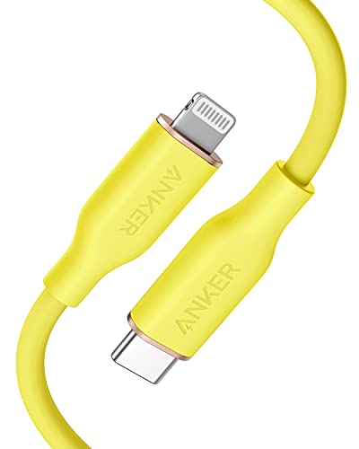 Anker USB-C-Lightning Kábel, 641 Kábel (Nárcisz Sárga, 3ft), Mpi Hiteles, Erősáramú III Flow Szilikon Gyors Töltő Kábel iPhone