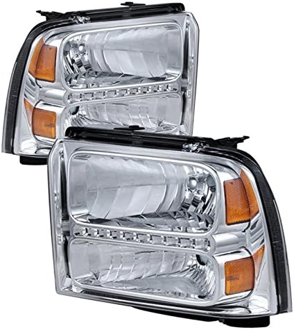 ZMAUTOPARTS Helyettesítő LED-es Fényszórók Chrome w/6.25 Fehér LED DRL Kompatibilis a 2005-2007-es Ford F-250-F-350 Superduty
