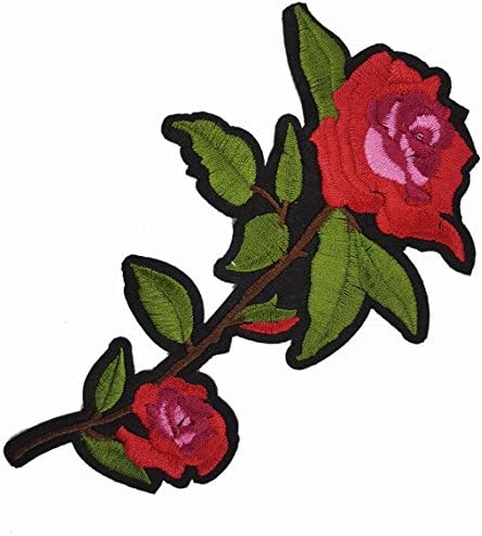 1 DB Piros Rózsa, Hímzett virágos Foltok Appliqués, Piros Virágok Javítás Applied