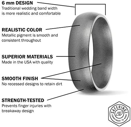 SafeRingz Szilikon Gyűrű, 6 mm, az USA-ban Készült, a Férfiak vagy a Nők, Méret 4-13