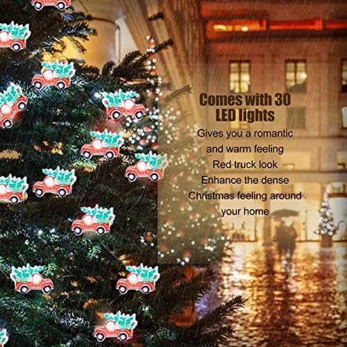 10ft 30 LED Karácsonyi LED Piros Teherautó Tündér String Fények,karácsonyfa Parasztház Teherautó String Világítás Dekoráció, Piros Teherautó