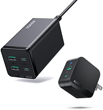 KOVOL Sprint 120 w-os 4 Port USB-C Töltő Állomás + 65 w-os USB hálózati Töltő, GaN III Töltő MacBook Pro/Levegő, iPhone 13/12/11,