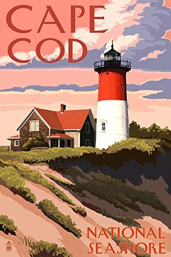 Lámpás Nyomja meg a Cape Cod Nemzeti Tengerparton, Massachusetts, Nauset Fény Naplemente (15oz Fekete Kerámia Kávés Bögre Tea, Mosogatógép,