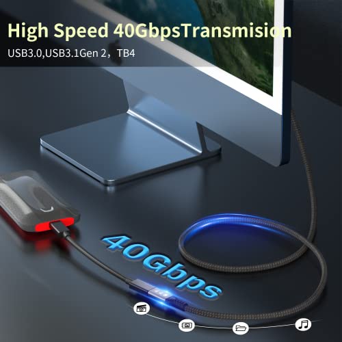 Angusplay USB-C Kábel Thunderbolt 4, USB4 Tartós Hosszabbító Kábel 2.6 ft Támogatja 40Gbps Adatátvitel / 100W Gyors Töltés / 8K@60Hz