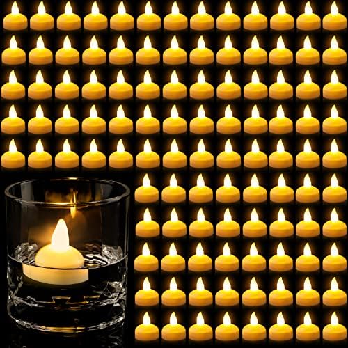 120 Db Úszó Flameless Gyertyák, Lebegő LED Teamécsesek Gyertyák, Vízálló Meleg Fehér Fény elemes Úszó Gyertyákat Asztaldíszek Esküvői