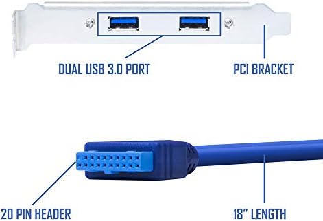 Kingwin USB 3.0 Dual Port PCI Konzol Kábel, Beépített-20-Pin Fejléc, Akár 5 gb / s Maximális Átviteli Sebességet, Meghosszabbíthatja
