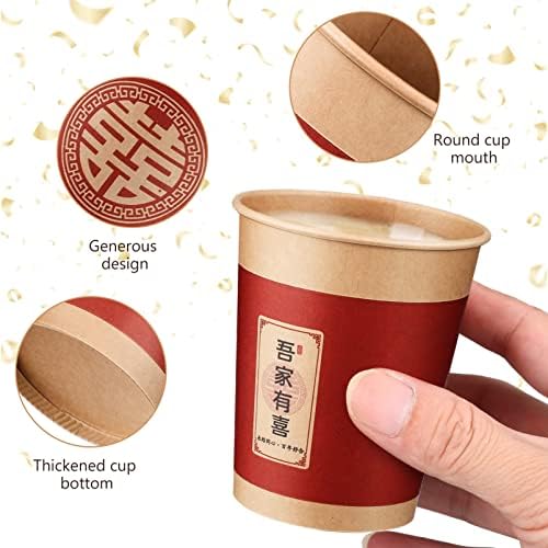 ABOOFAN Kínai Esküvői Dekoráció 150Pcs Kínai Esküvői Papír Tea Csésze Forró Hideg Italt Iszik Papír Kupa Kínai Esküvői Teás Készlet