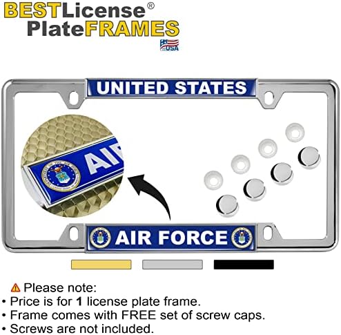 Egyesült Államok légiereje - Kupolás Egyedi, Személyre szabott Szűk (Vékony) Top 4 Lyuk Fém Autó Rendszám Keret Ingyenes caps - Chrome