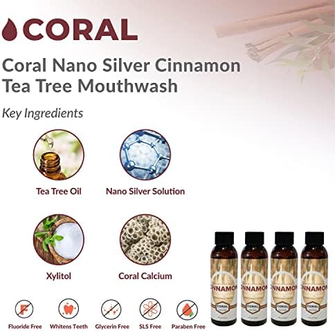 Korall Nano Silver Xilit Fahéj Szájvíz, Alkohol, Fluorid Ingyenes, Segít Megnyugtatni Szája Érzékenység, valamint Megakadályozza,