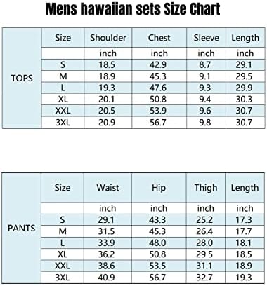 EISHOPEER Férfi Virág Ing Hawaii Szett Alkalmi Le Gomb Rövid Ujjú Ing, Szilárd Gyors Száraz Beach Nadrág S-3XL